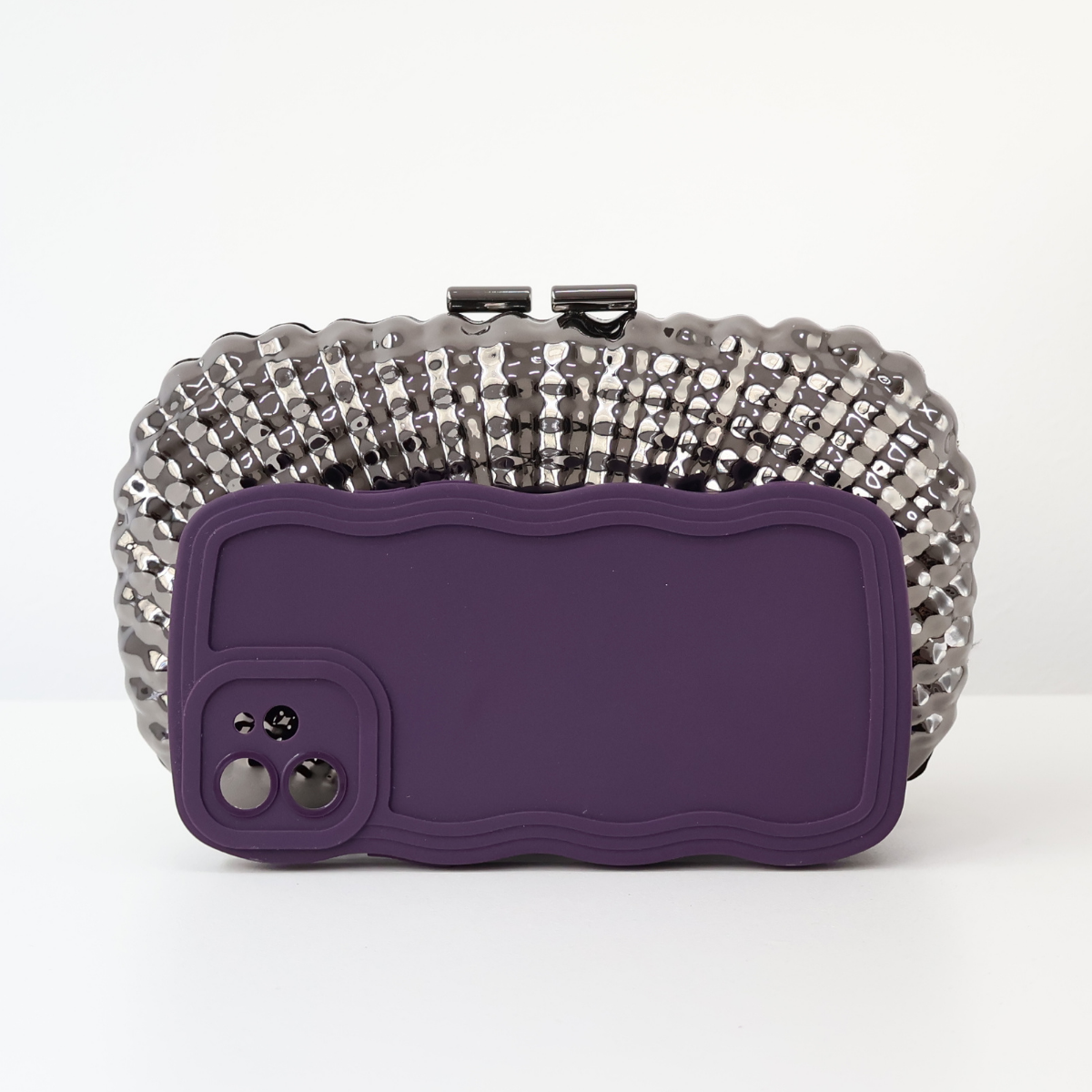 Bolsa de Festa Clutch Prateada Grafite