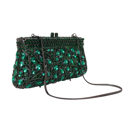 Bolsa Festa Clutch Pedraria Strass Verde