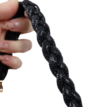 Bolsa de Mão Cesto em Pedraria Preta