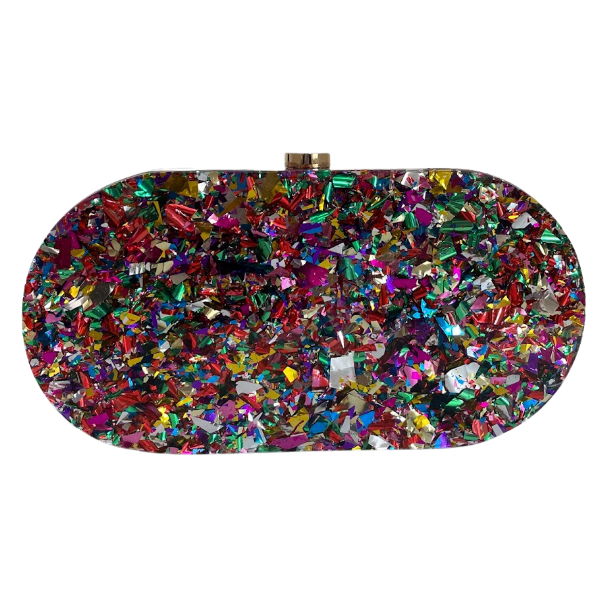 Bolsa de Festa Clutch Acrílico Oval Perolada Colorida