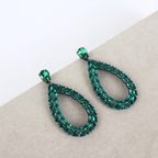 Brinco Prateado e Cristal Verde - Semijoia