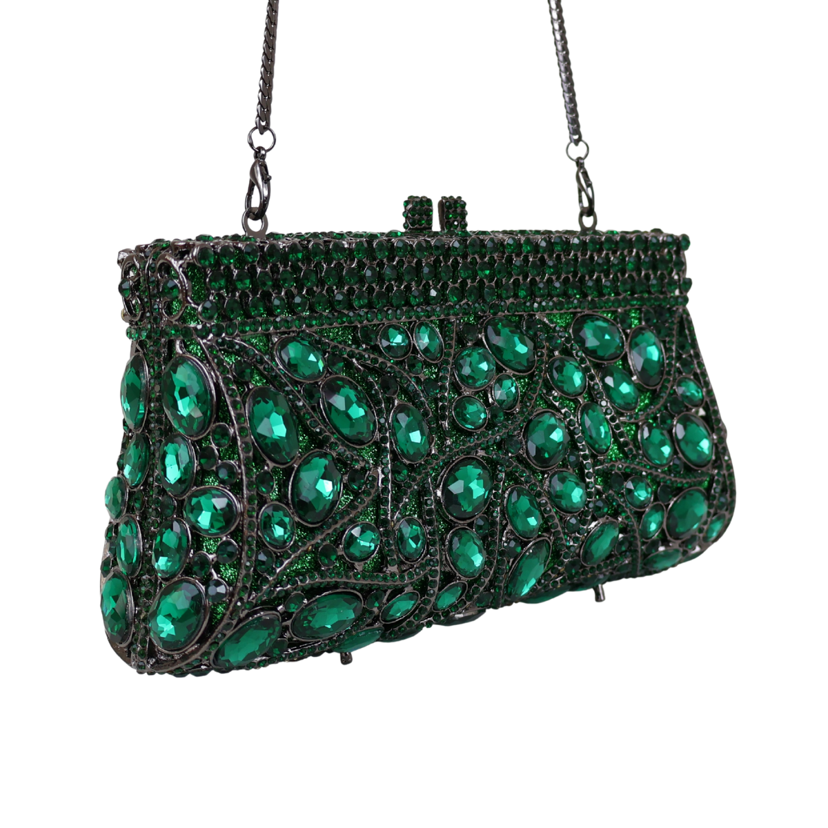 Bolsa Festa Clutch Pedraria Strass Verde