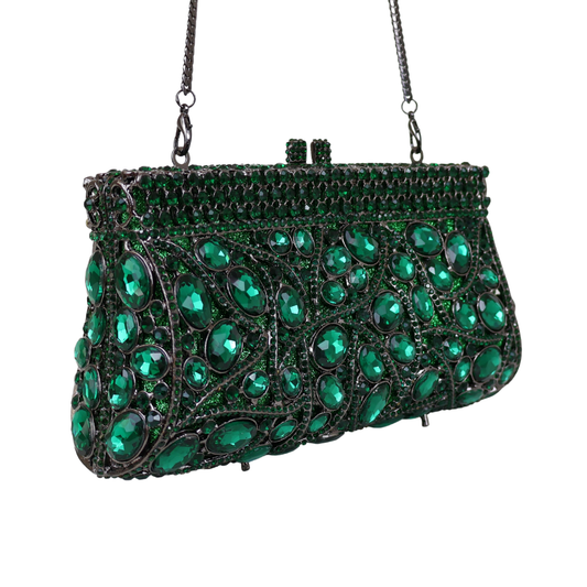 Bolsa Festa Clutch Pedraria Strass Verde