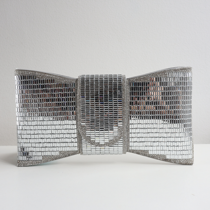 Bolsa Carteira de Festa Clutch Espelhada Prata