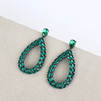 Brinco Prateado e Cristal Verde - Semijoia