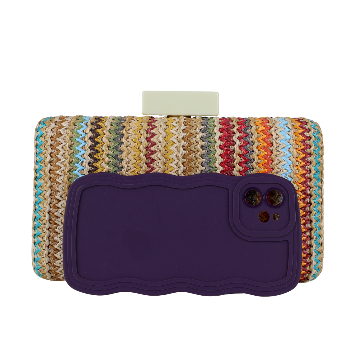 Bolsa de Festa Clutch Palha Colorida