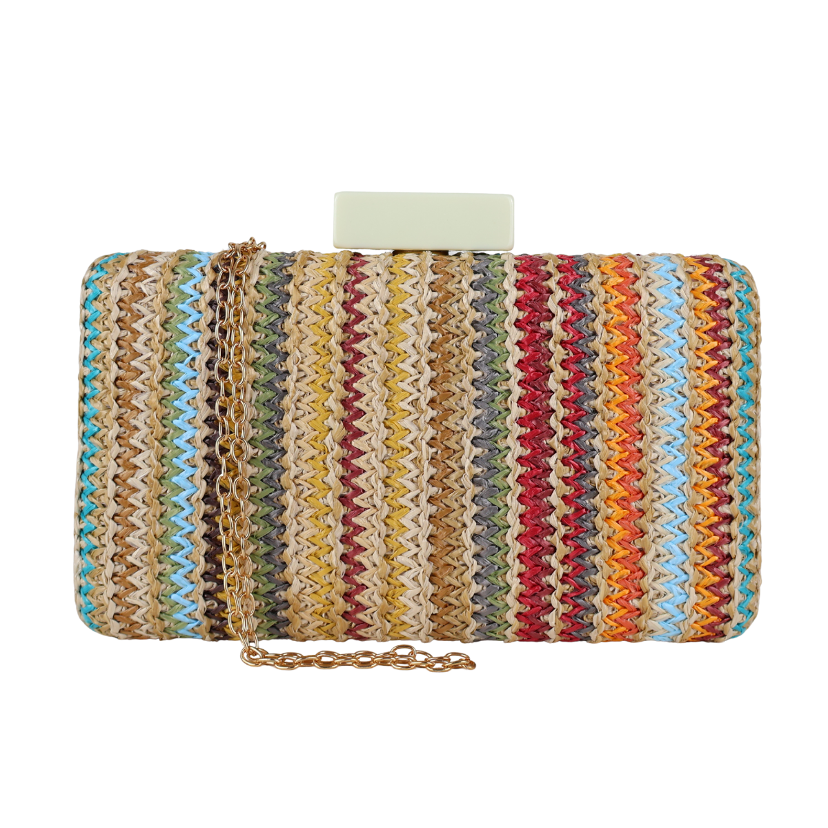 Bolsa de Festa Clutch Palha Colorida