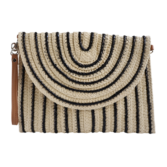Bolsa Carteira Envelope de Palha Bege