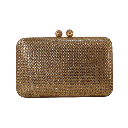 Bolsa Festa Clutch Pedraria Strass Dourada