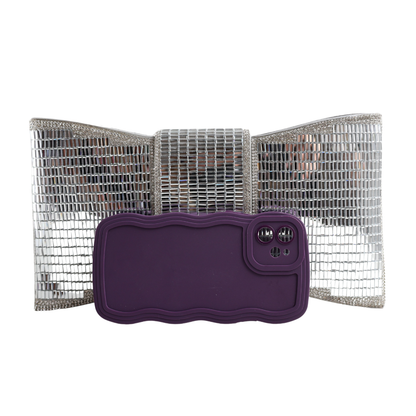 Bolsa Carteira de Festa Clutch Espelhada Prata