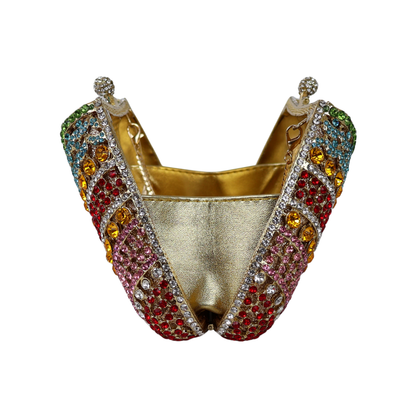 Bolsa Festa Clutch Pedraria Strass Colorida