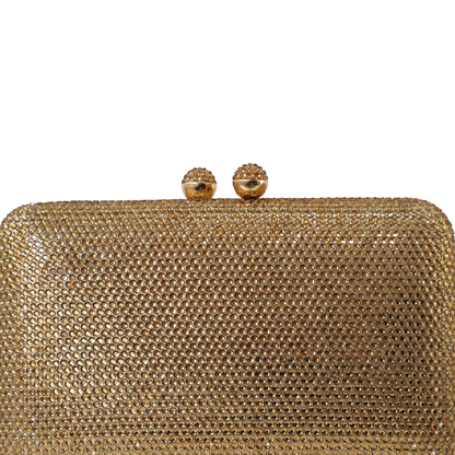 Bolsa Festa Clutch Pedraria Strass Dourada