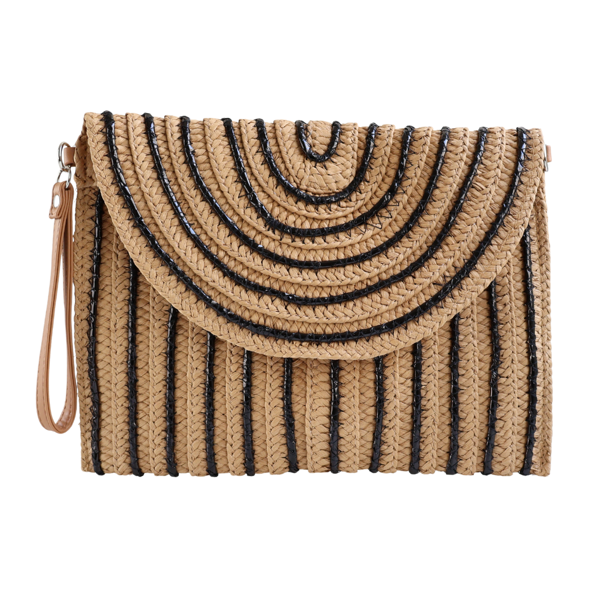 Bolsa Carteira Envelope de Palha Bege