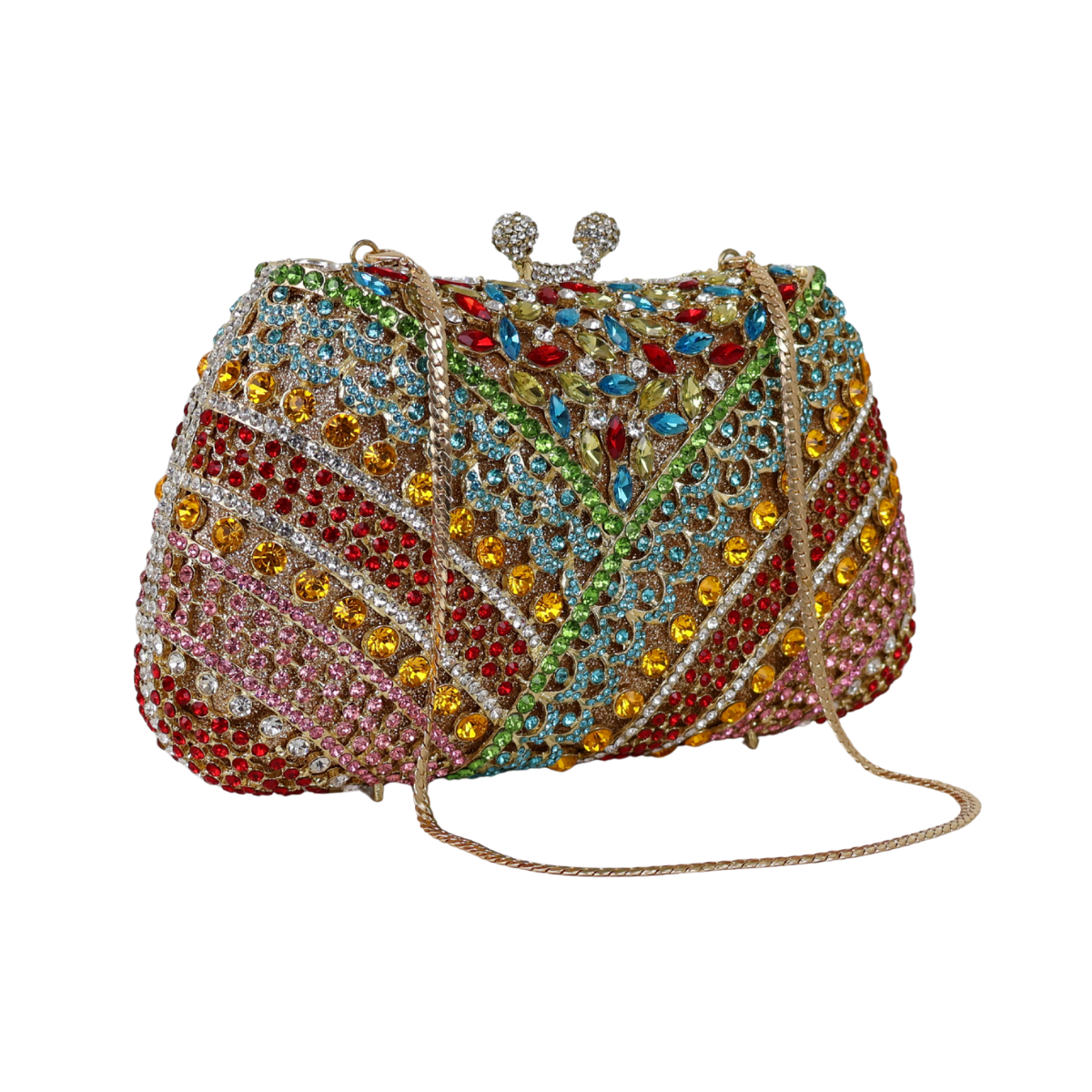 Bolsa Festa Clutch Pedraria Strass Colorida