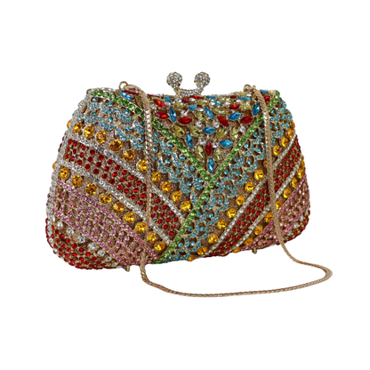 Bolsa Festa Clutch Pedraria Strass Colorida