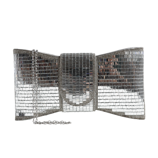 Bolsa Carteira de Festa Clutch Espelhada Prata