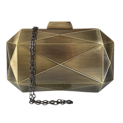 Bolsa Festa Clutch Metal Escovado Ouro Envelhecido