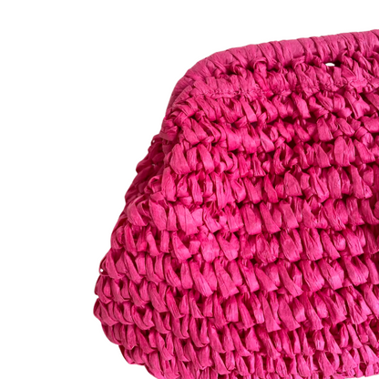 Bolsa de Praia Festa Clutch Palha Sintética Rosa