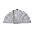 Bolsa de Festa Clutch Acrílico Perolado Meia Lua Branca