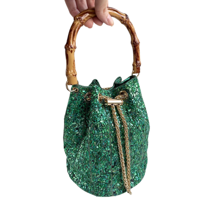 Bolsa Festa Clutch Pouch Pedraria Verde