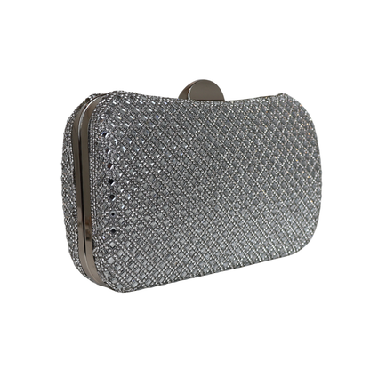 Bolsa Festa Clutch Strass Prata