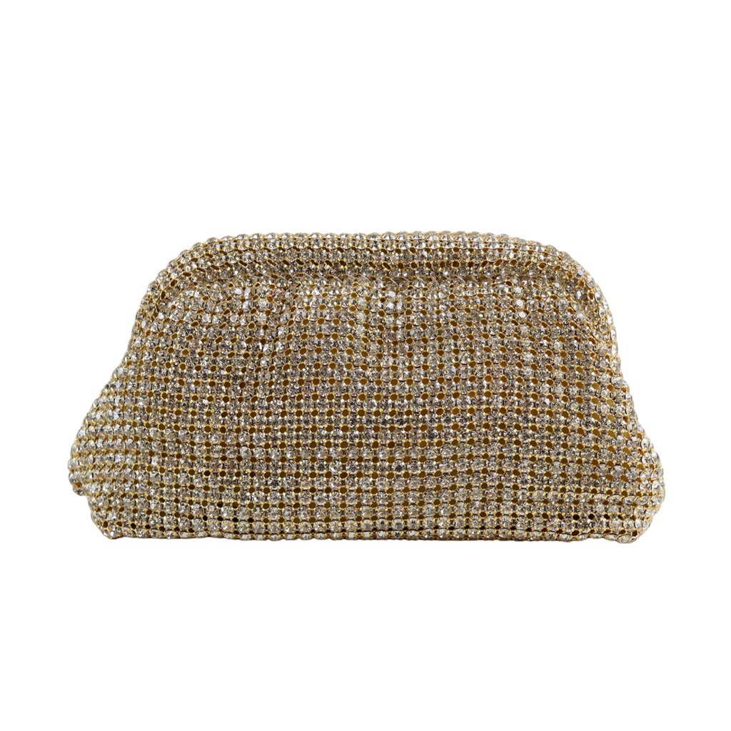 Bolsa Festa Clutch Strass Dourado Claro