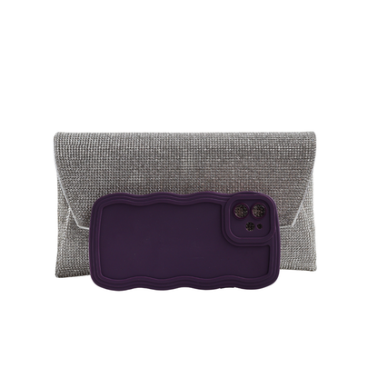 Bolsa Carteira de Festa Clutch Strass Prata