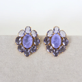 Brinco Dourado e Cristal Roxo - Semijoia
