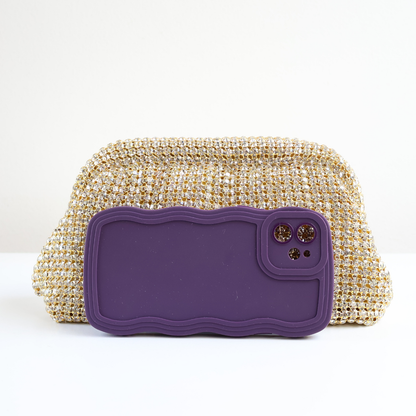 Bolsa Festa Clutch Strass Dourado Claro