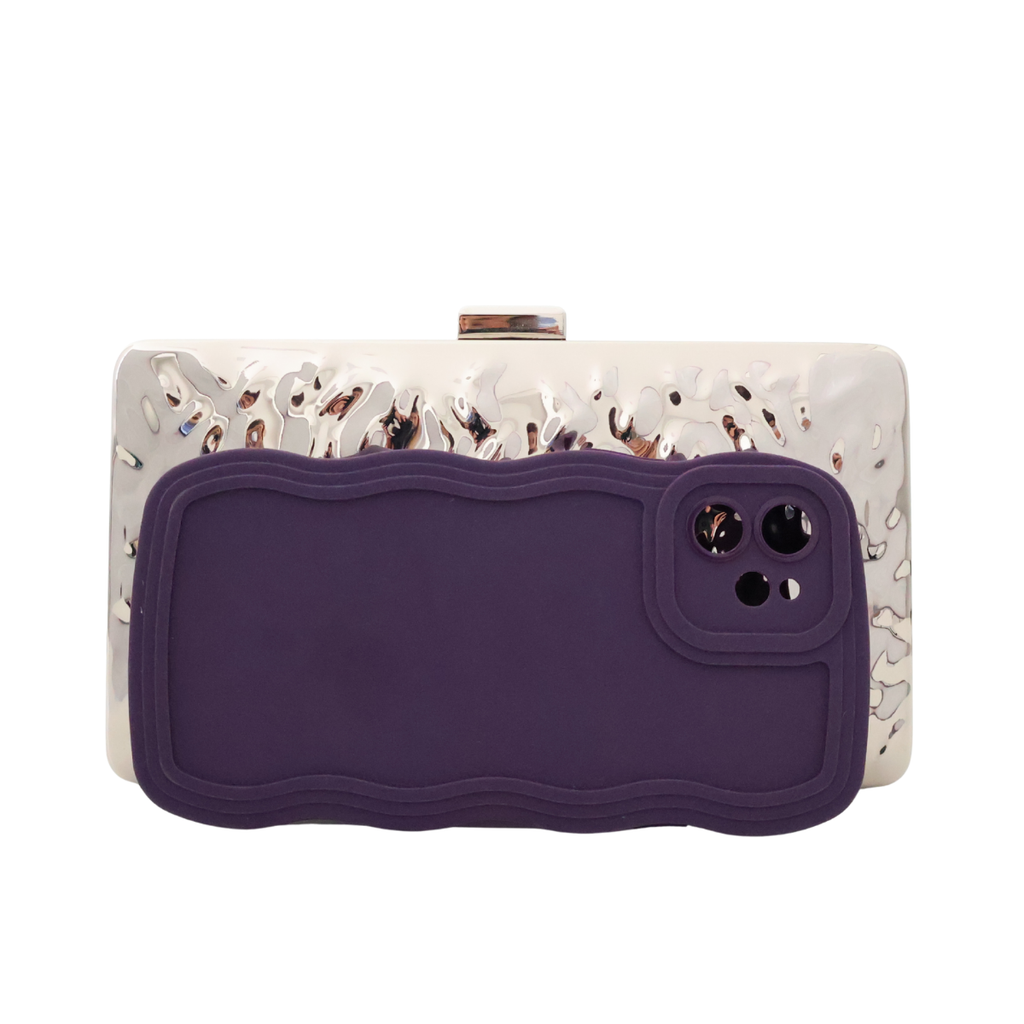Bolsa de Festa Clutch Metalizada Prateada