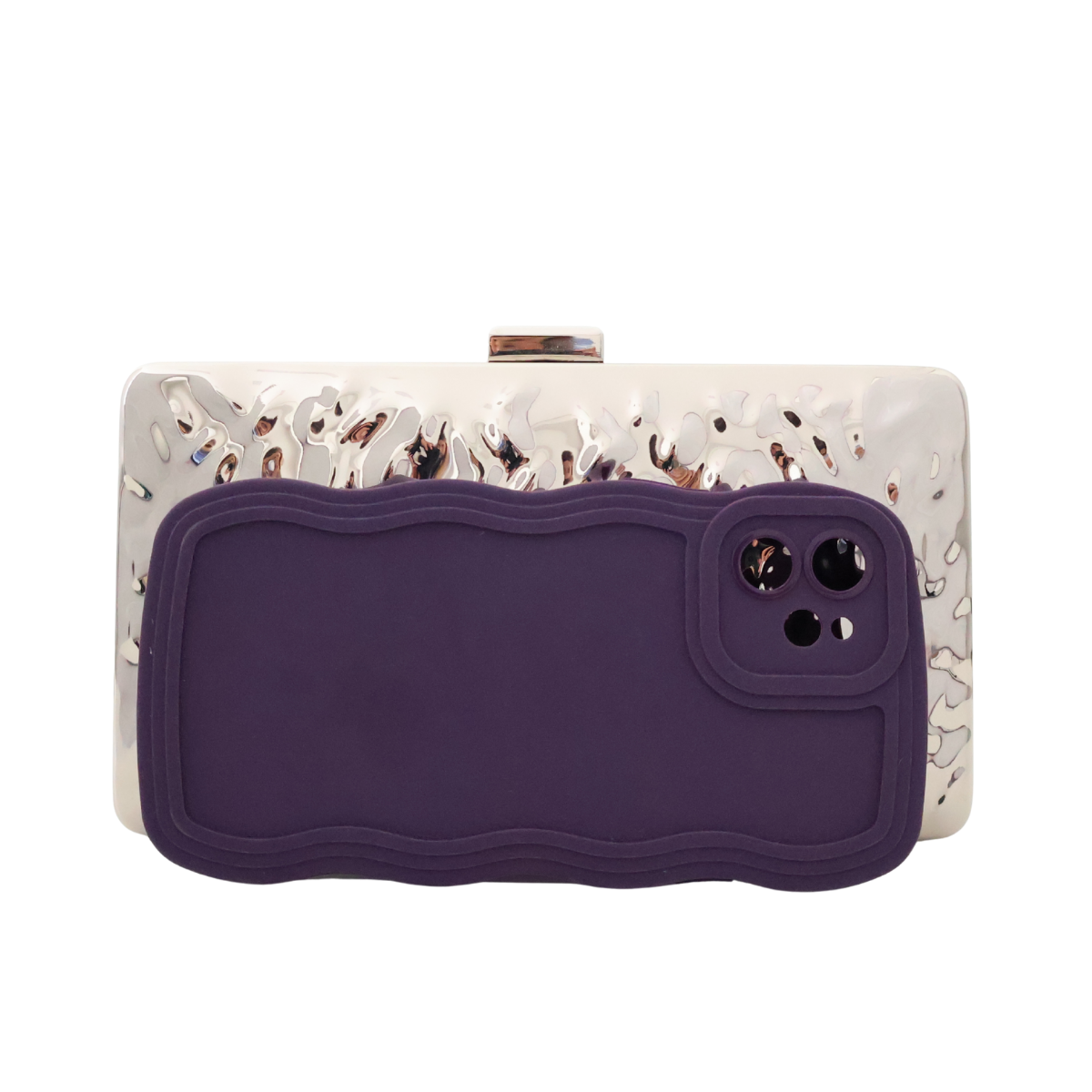 Bolsa de Festa Clutch Metalizada Prateada