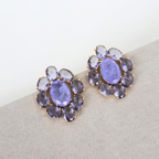 Brinco Dourado e Cristal Roxo - Semijoia