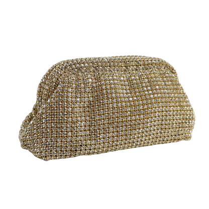 Bolsa Festa Clutch Strass Dourado Claro
