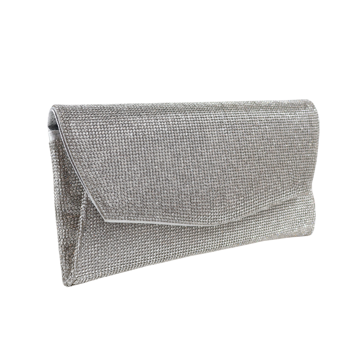 Bolsa Carteira de Festa Clutch Strass Prata