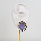 Brinco Dourado e Cristal Roxo - Semijoia