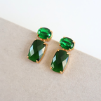 Brinco Dourado e Cristal Verde - Semijoia