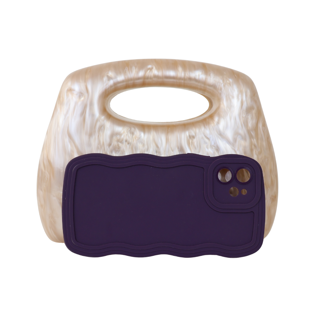 Bolsa de Mão Clutch Festa Acrílico Bege