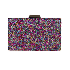 Bolsa de Festa Clutch Pedraria Colorida - Metal Prata