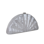 Bolsa de Festa Clutch Acrílico Perolado Meia Lua Branca