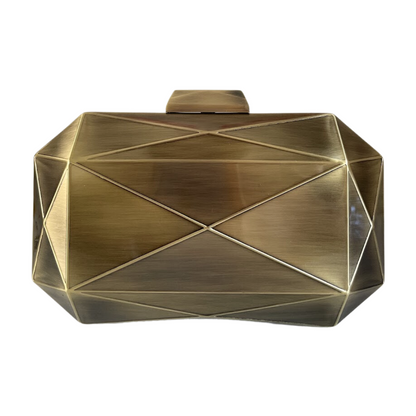 Bolsa Festa Clutch Metal Escovado Ouro Envelhecido