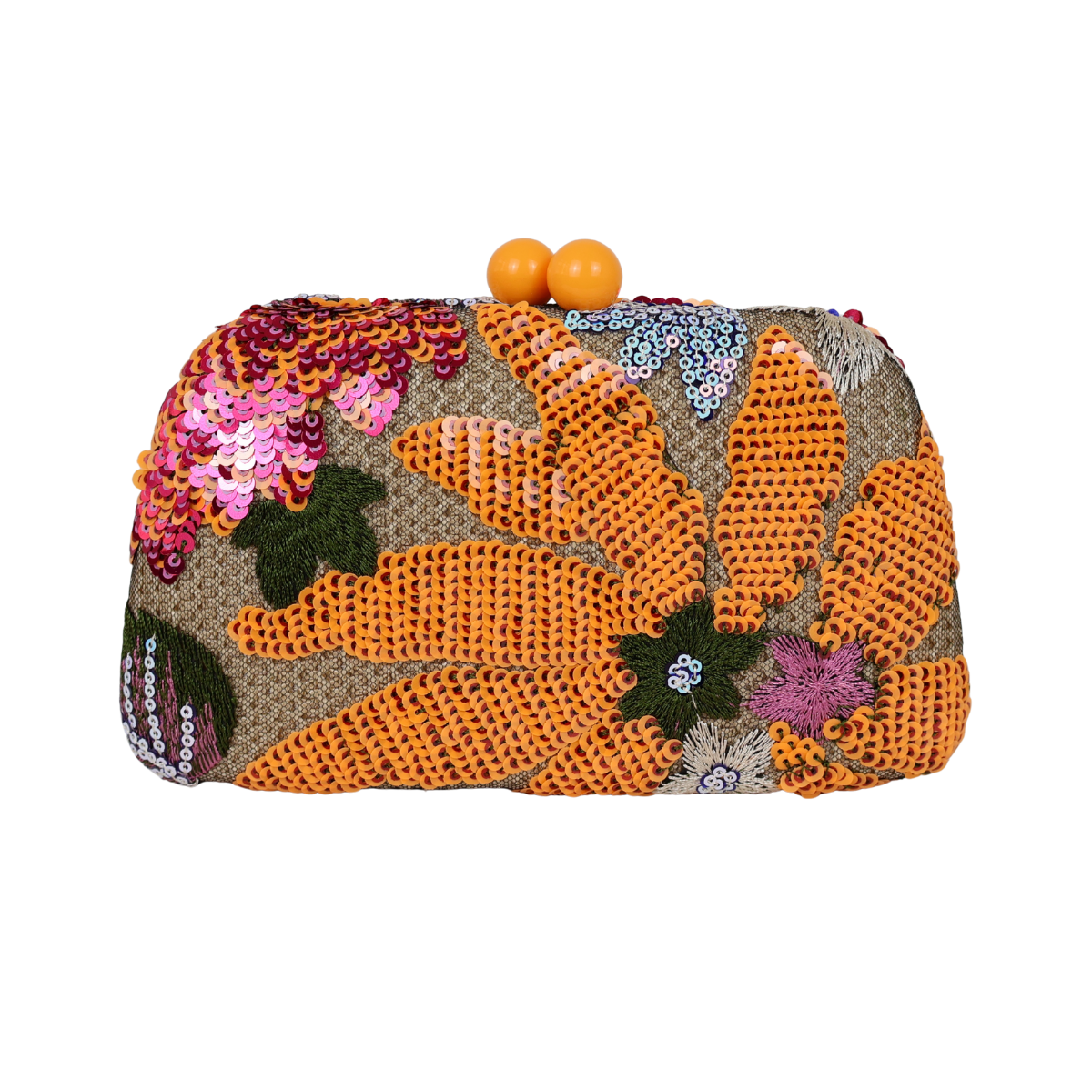 Bolsa Clutch Festa Bordada Flores Laranja