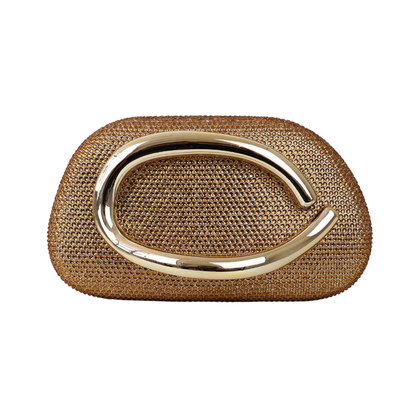 Bolsa Festa Clutch Strass Dourada