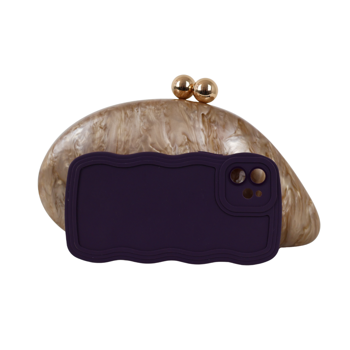 Bolsa de Festa Clutch Acrílico Perolada Marrom