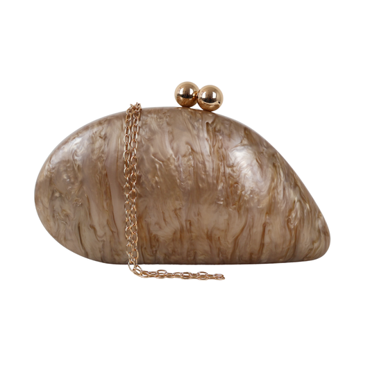 Bolsa de Festa Clutch Acrílico Perolada Marrom