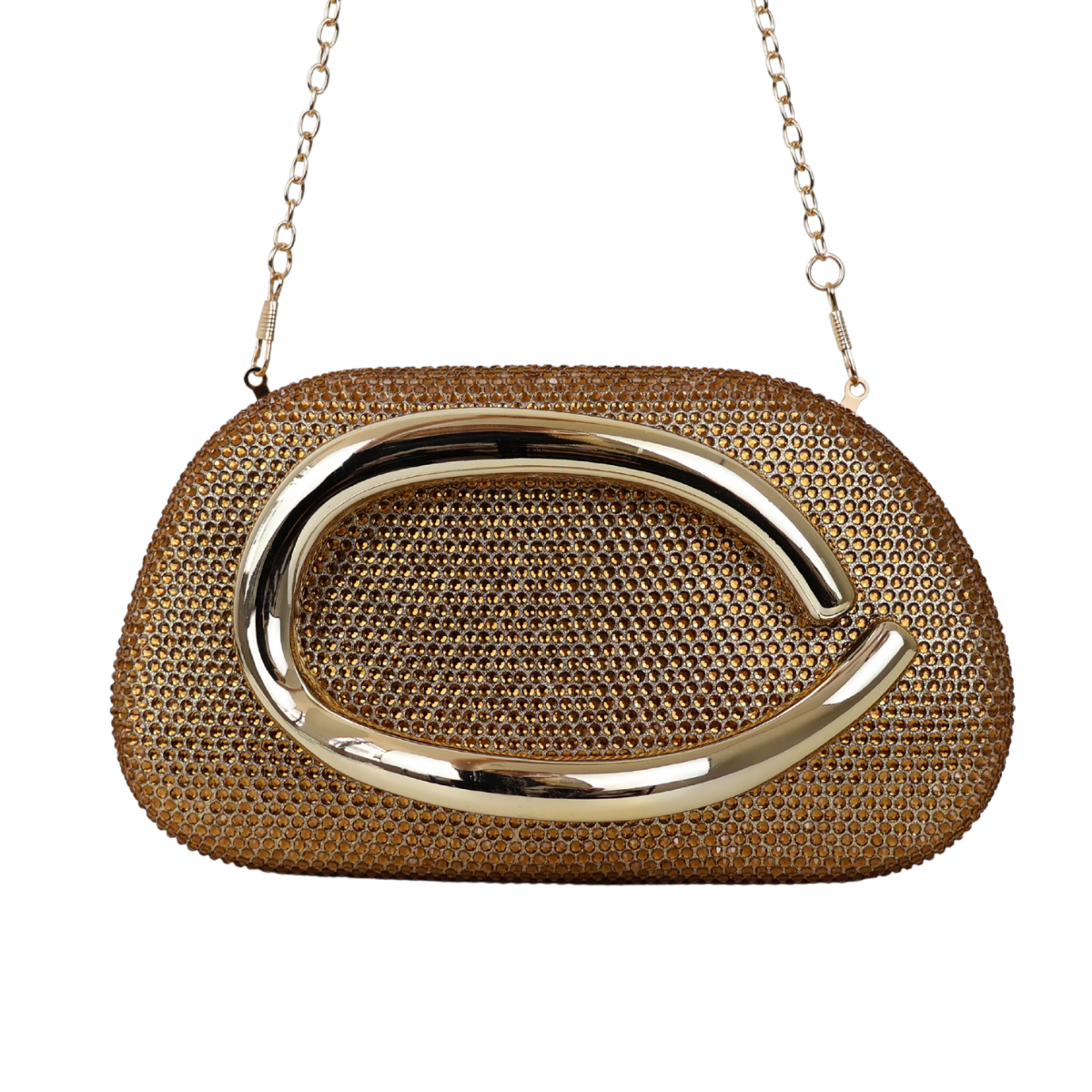 Bolsa Festa Clutch Strass Dourada
