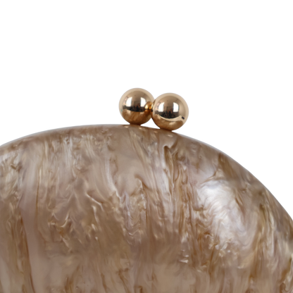 Bolsa de Festa Clutch Acrílico Perolada Marrom