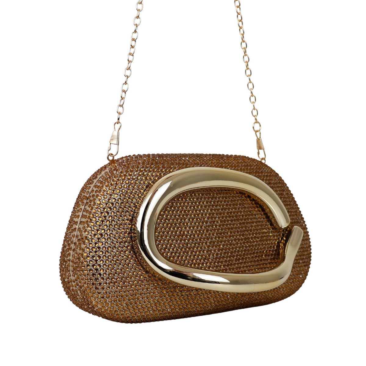 Bolsa Festa Clutch Strass Dourada