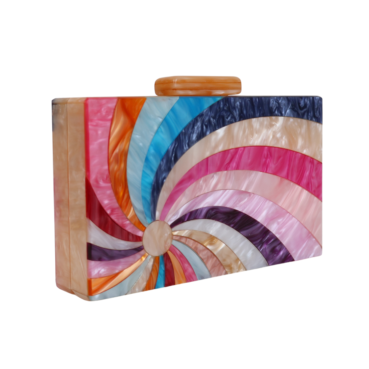 Bolsa de Festa Clutch Acrílico Arco Íris Bege