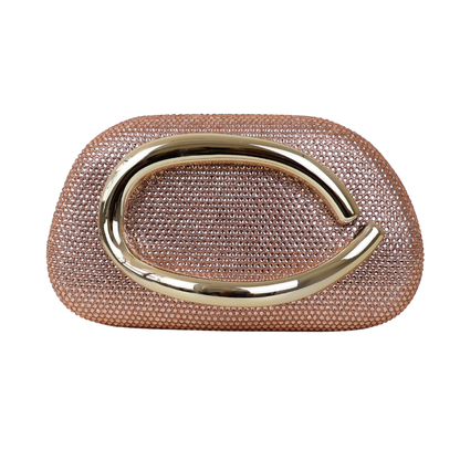 Bolsa Festa Clutch Strass Rosê Gold