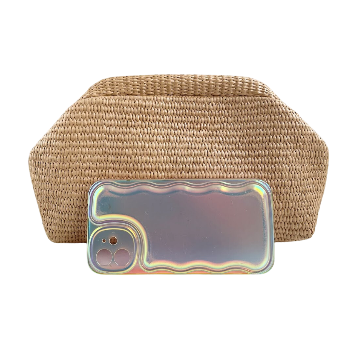Bolsa Pouch Festa Clutch Palha Bege